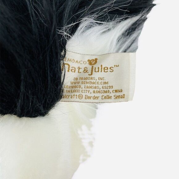 2015 DEMDACO Nat & Jules 11" Border Collie Plush Tags Dog Black White Realistic - Picture 9 of 9